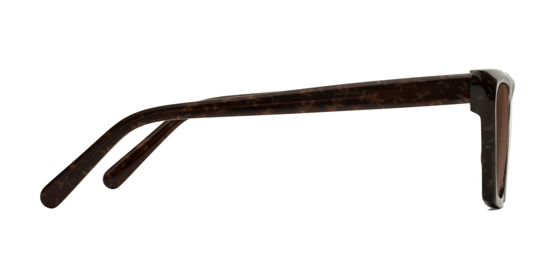 Side of Khoi in Brown Snowflake with Brown Tinted Lenses
