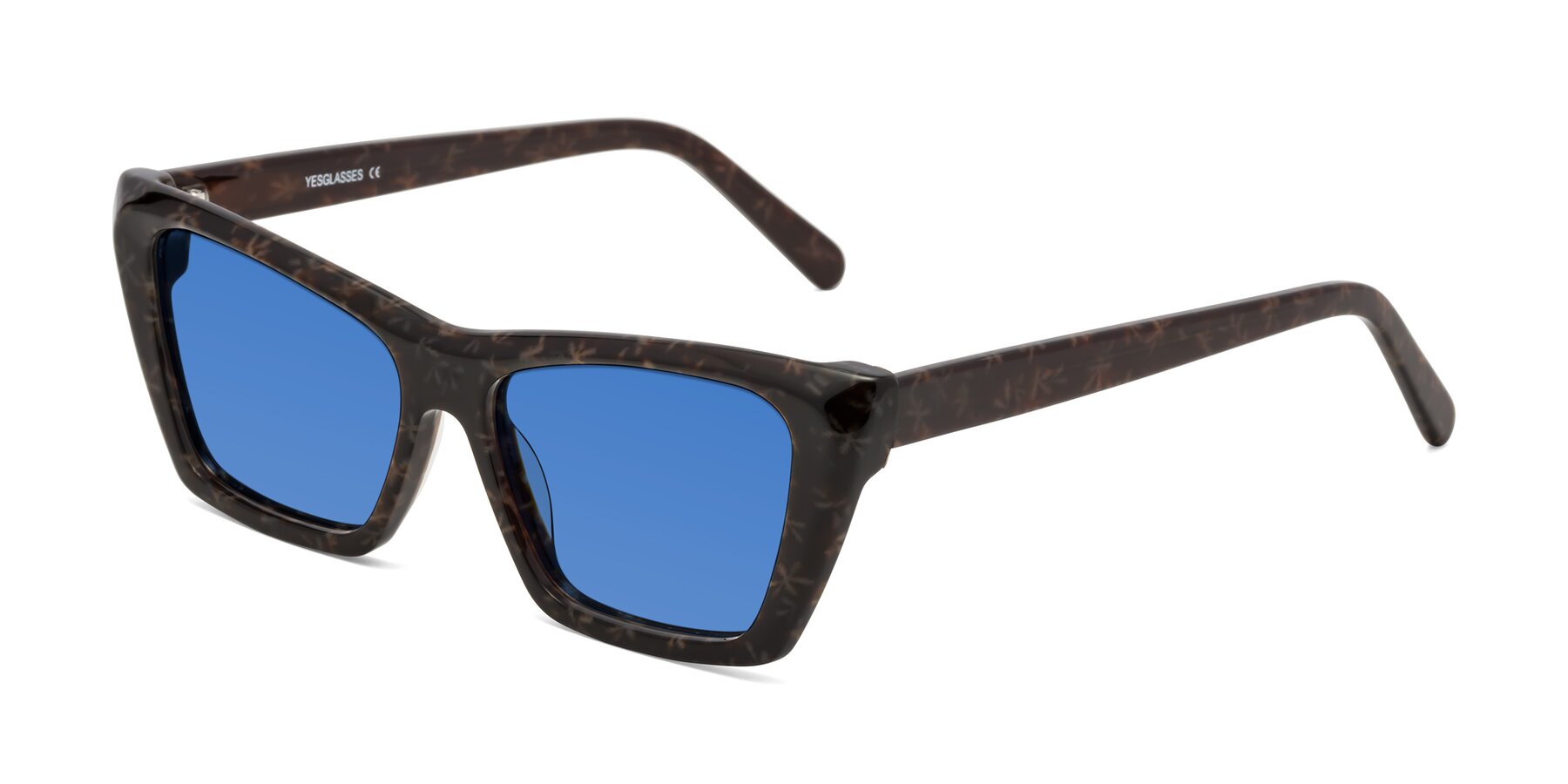 Angle of Khoi in Brown Snowflake with Blue Tinted Lenses