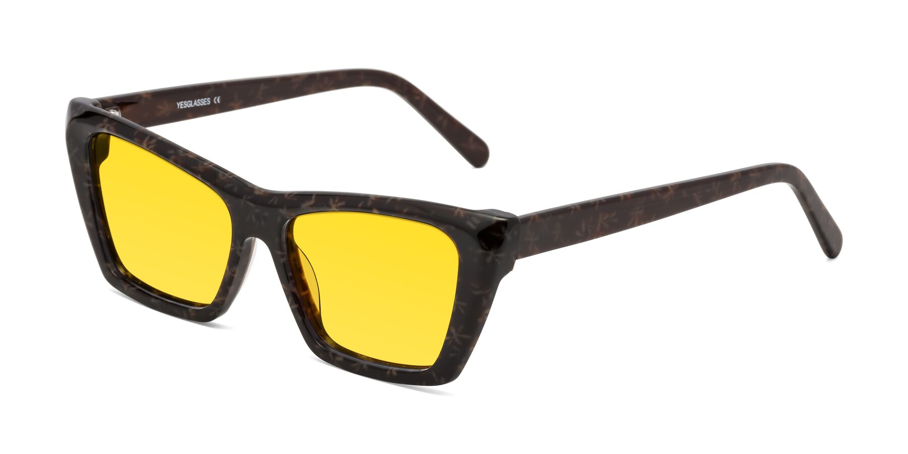 Angle of Khoi in Brown Snowflake with Yellow Tinted Lenses