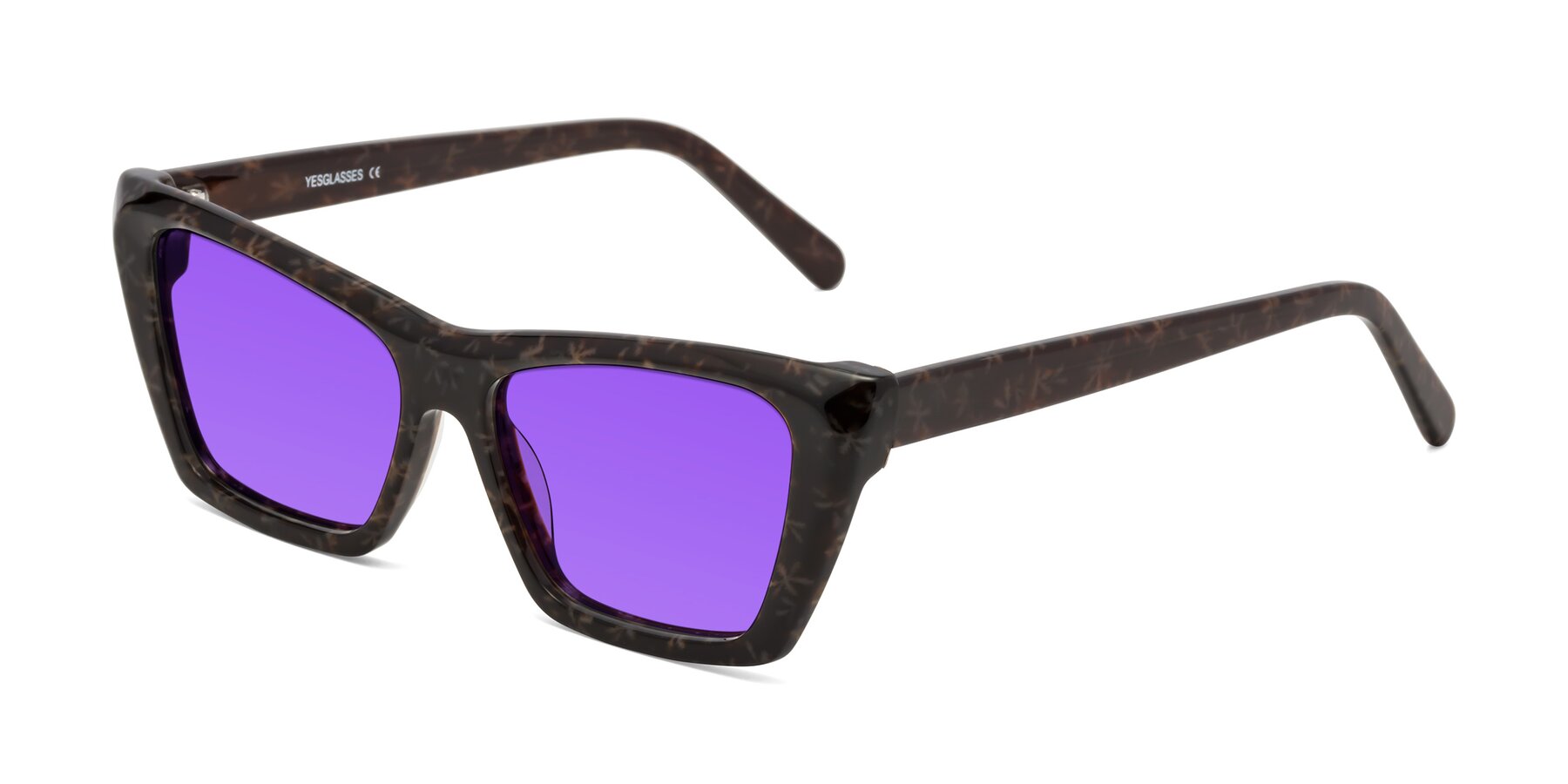 Angle of Khoi in Brown Snowflake with Purple Tinted Lenses