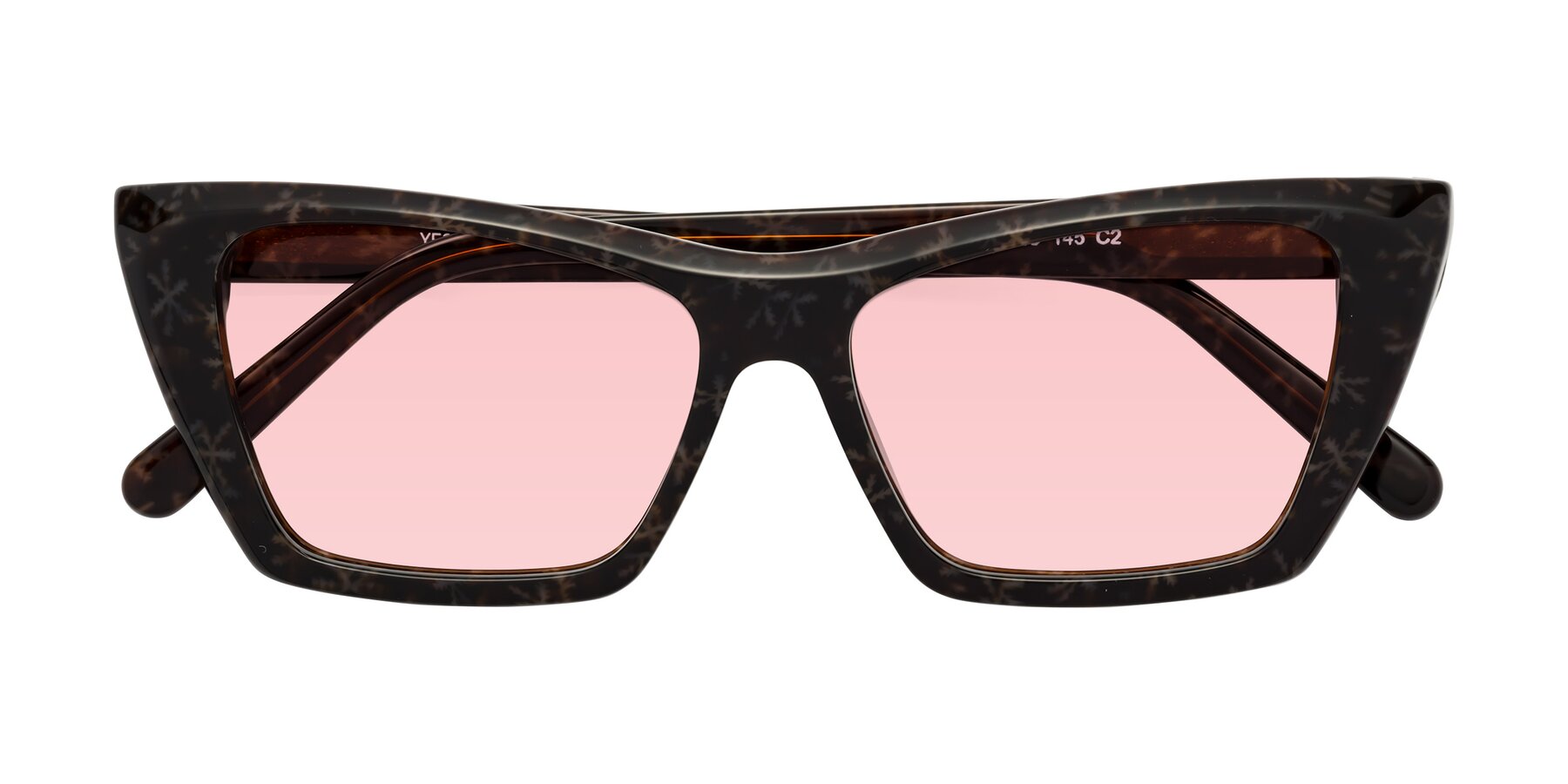 Folded Front of Khoi in Brown Snowflake with Light Garnet Tinted Lenses