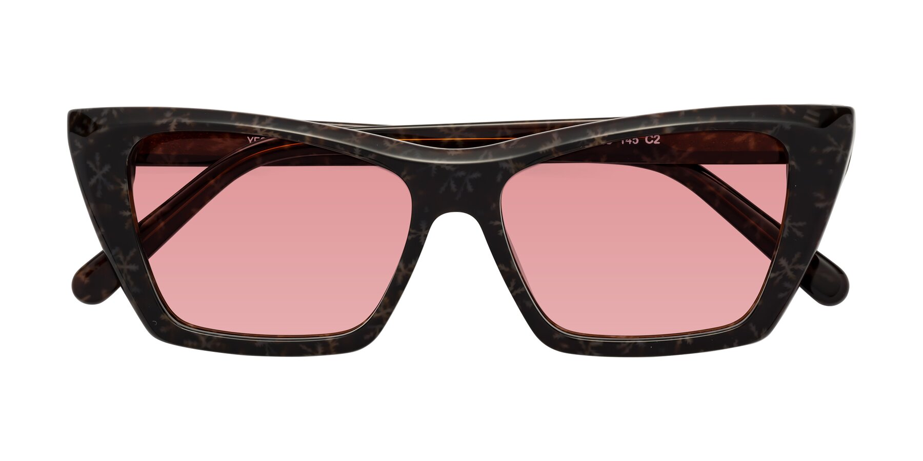 Folded Front of Khoi in Brown Snowflake with Medium Garnet Tinted Lenses