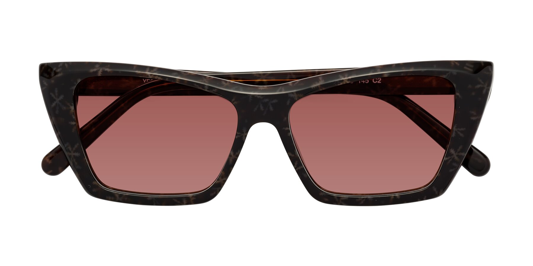 Folded Front of Khoi in Brown Snowflake with Garnet Tinted Lenses