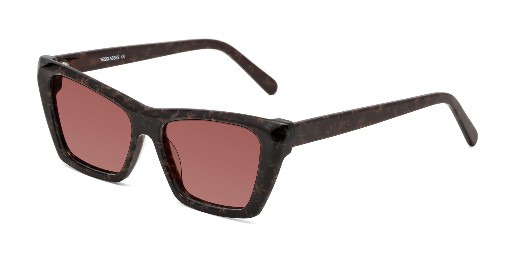 Angle of Khoi in Brown Snowflake with Garnet Tinted Lenses