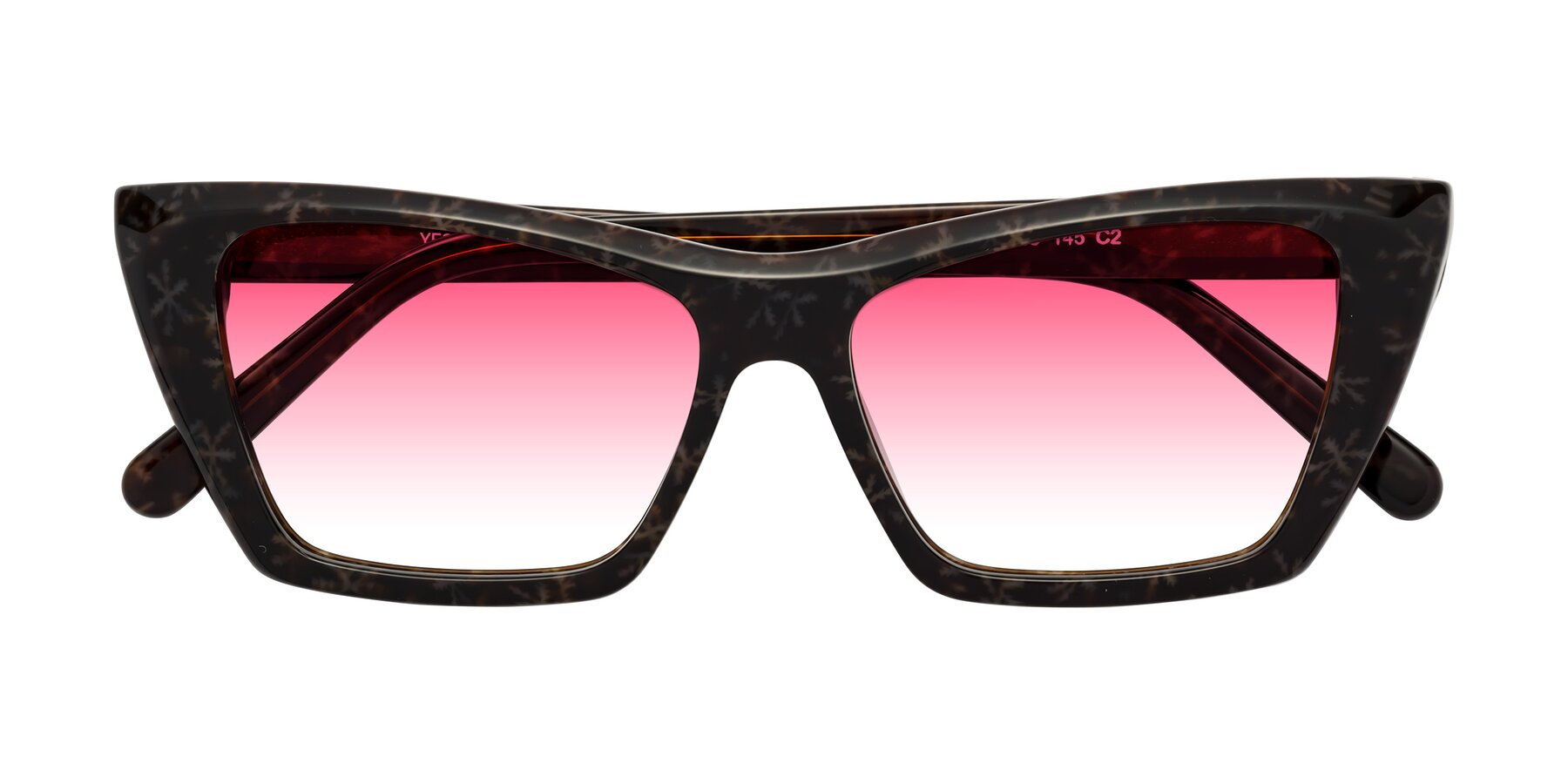 Folded Front of Khoi in Brown Snowflake with Pink Gradient Lenses