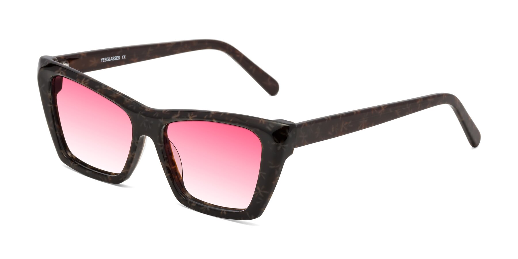 Angle of Khoi in Brown Snowflake with Pink Gradient Lenses