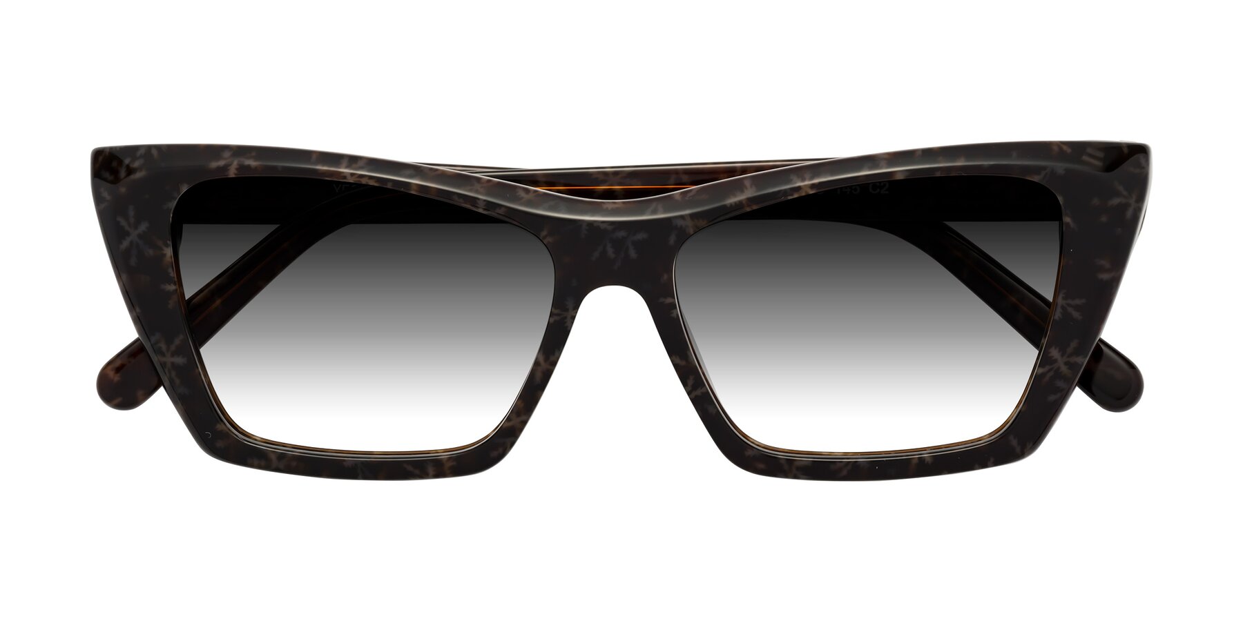 Folded Front of Khoi in Brown Snowflake with Gray Gradient Lenses