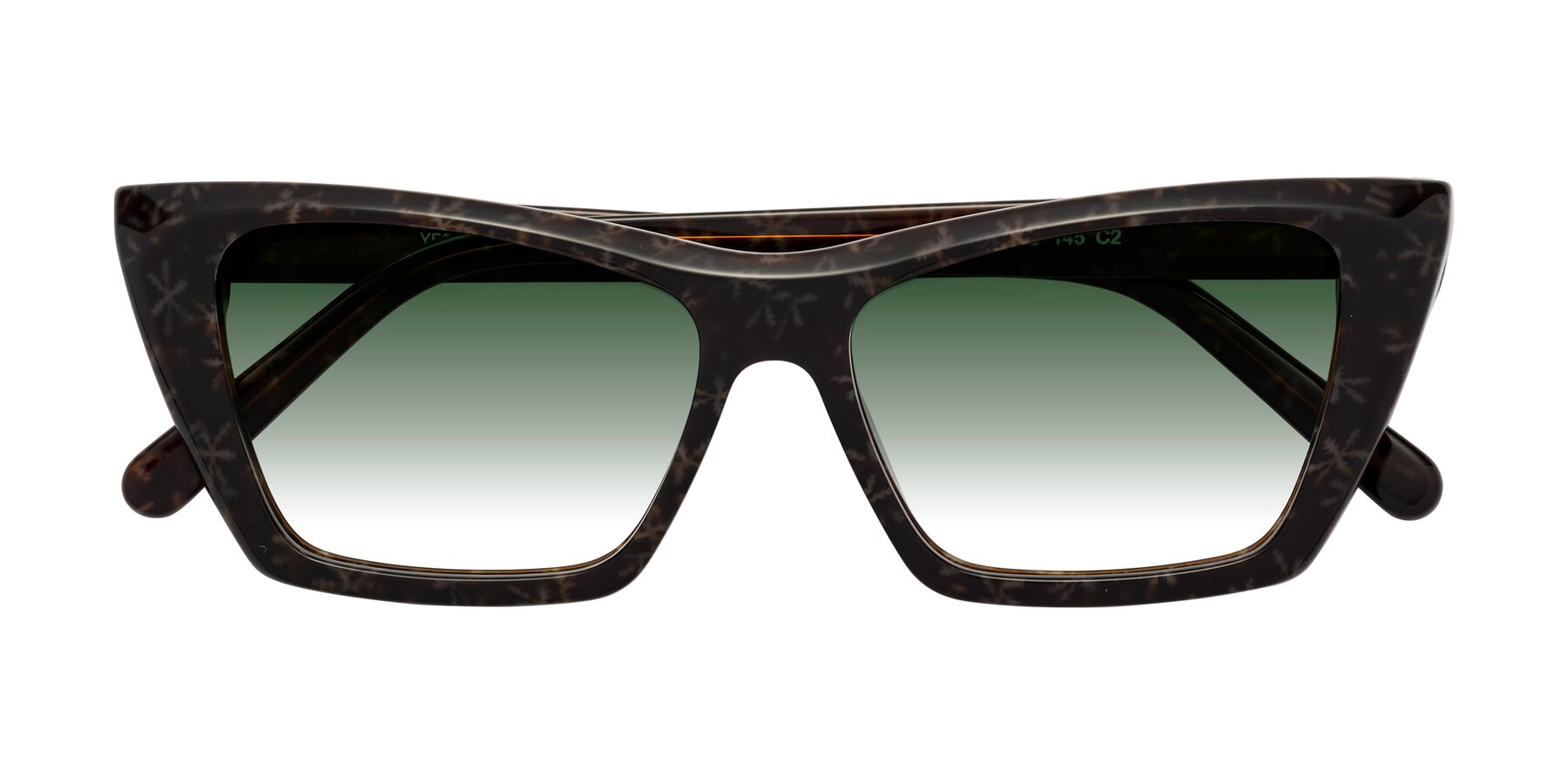 Folded Front of Khoi in Brown Snowflake with Green Gradient Lenses