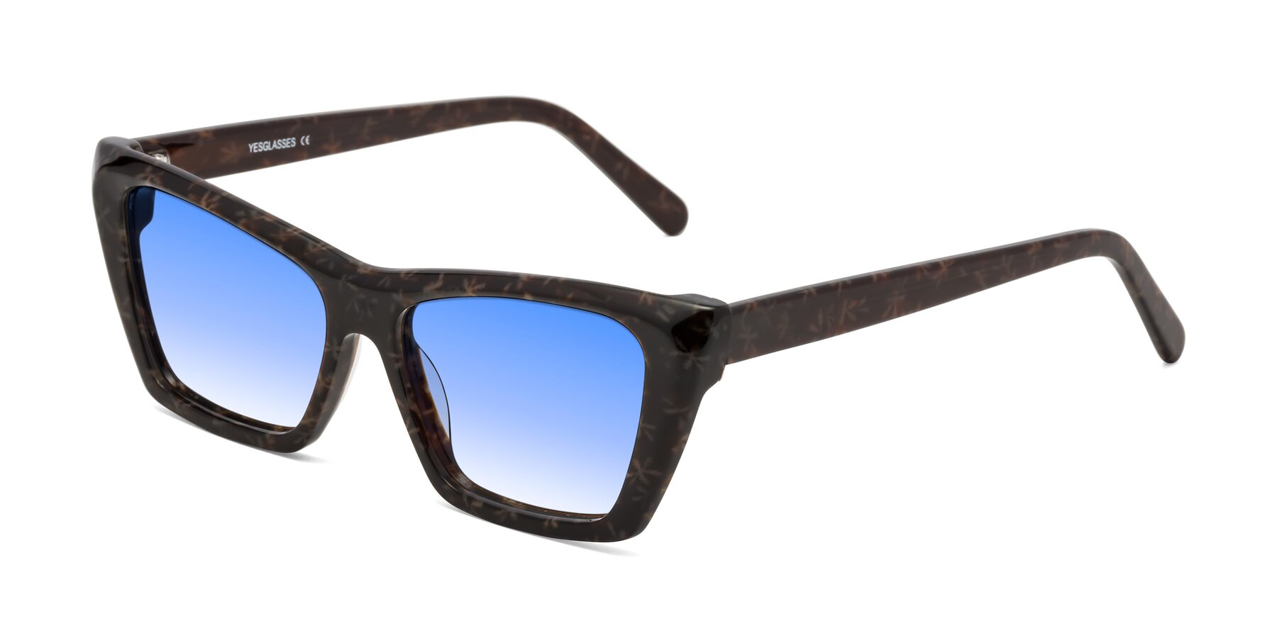 Angle of Khoi in Brown Snowflake with Blue Gradient Lenses