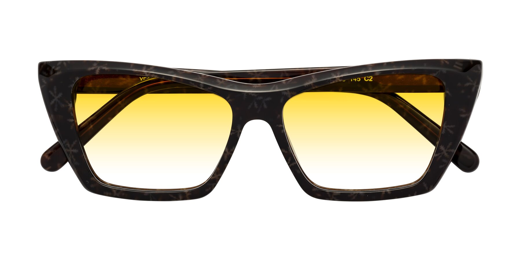 Folded Front of Khoi in Brown Snowflake with Yellow Gradient Lenses