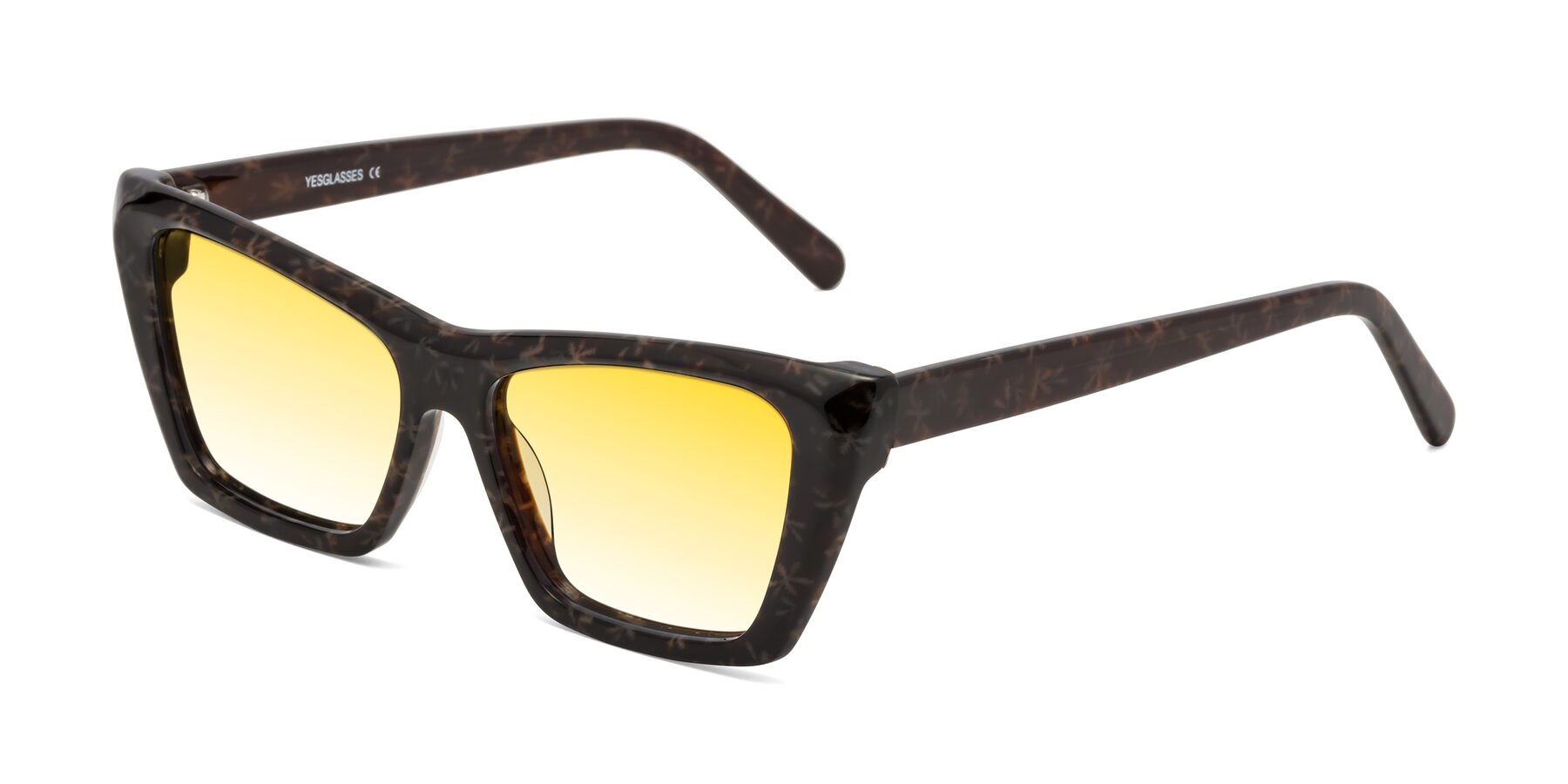 Angle of Khoi in Brown Snowflake with Yellow Gradient Lenses