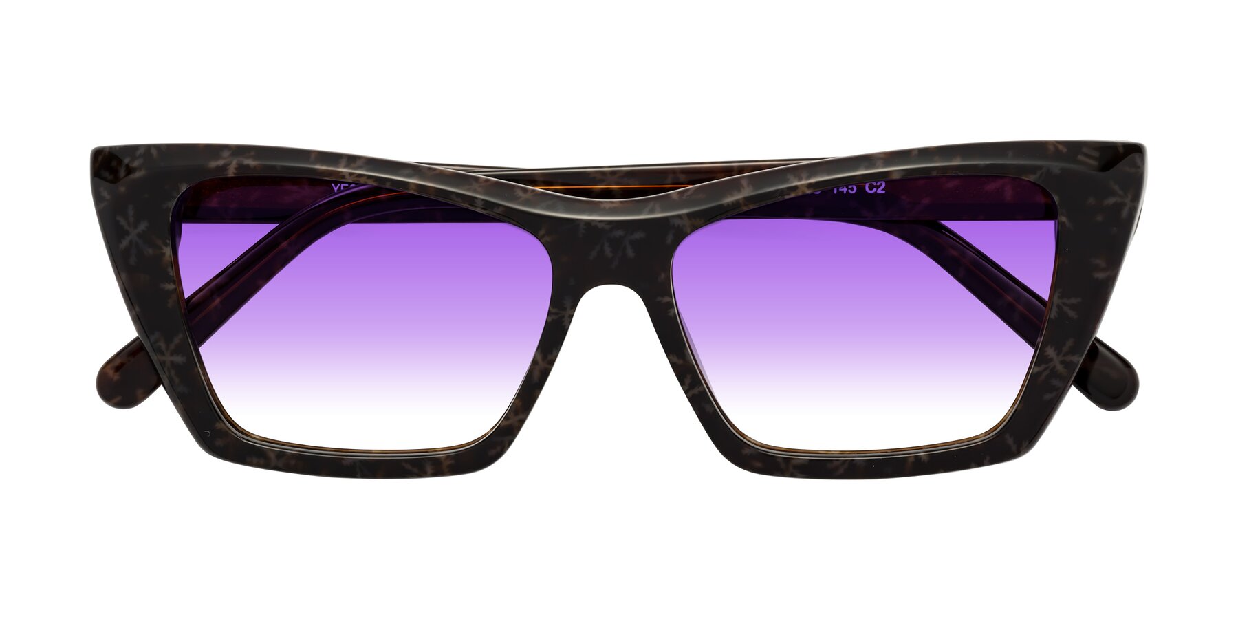Folded Front of Khoi in Brown Snowflake with Purple Gradient Lenses