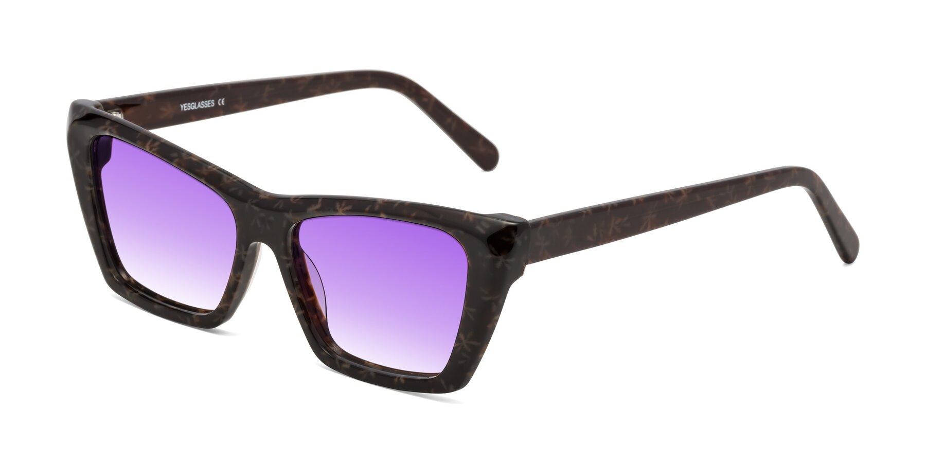 Angle of Khoi in Brown Snowflake with Purple Gradient Lenses