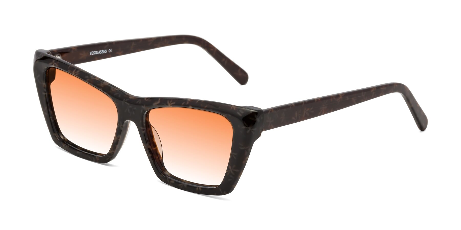 Angle of Khoi in Brown Snowflake with Orange Gradient Lenses