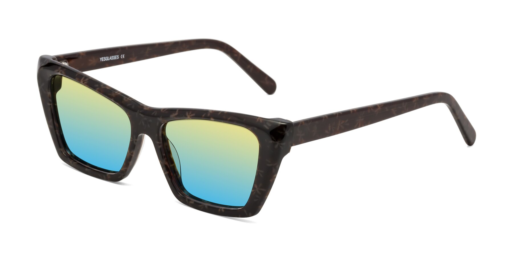 Angle of Khoi in Brown Snowflake with Yellow / Blue Gradient Lenses