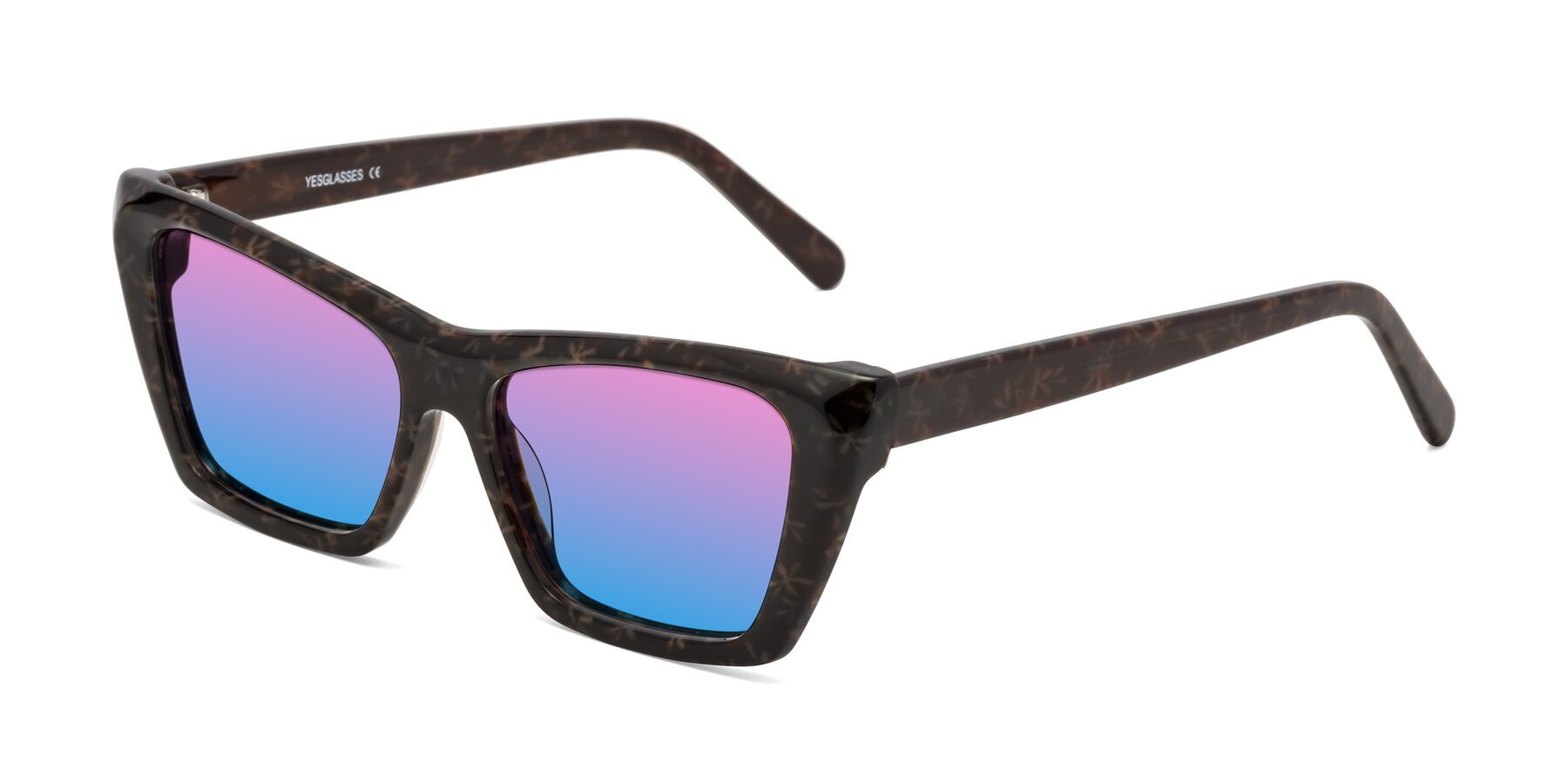 Angle of Khoi in Brown Snowflake with Pink / Blue Gradient Lenses