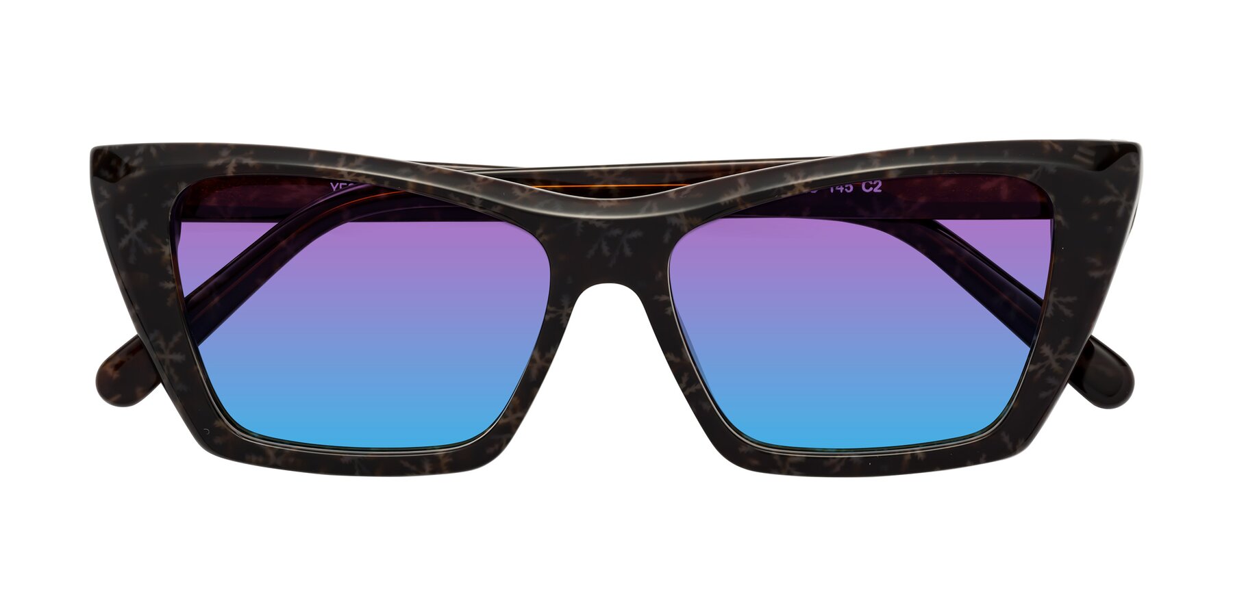 Folded Front of Khoi in Brown Snowflake with Purple / Blue Gradient Lenses