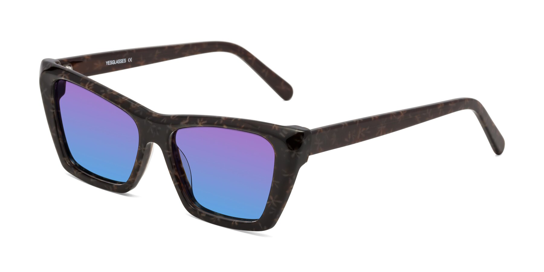 Angle of Khoi in Brown Snowflake with Purple / Blue Gradient Lenses