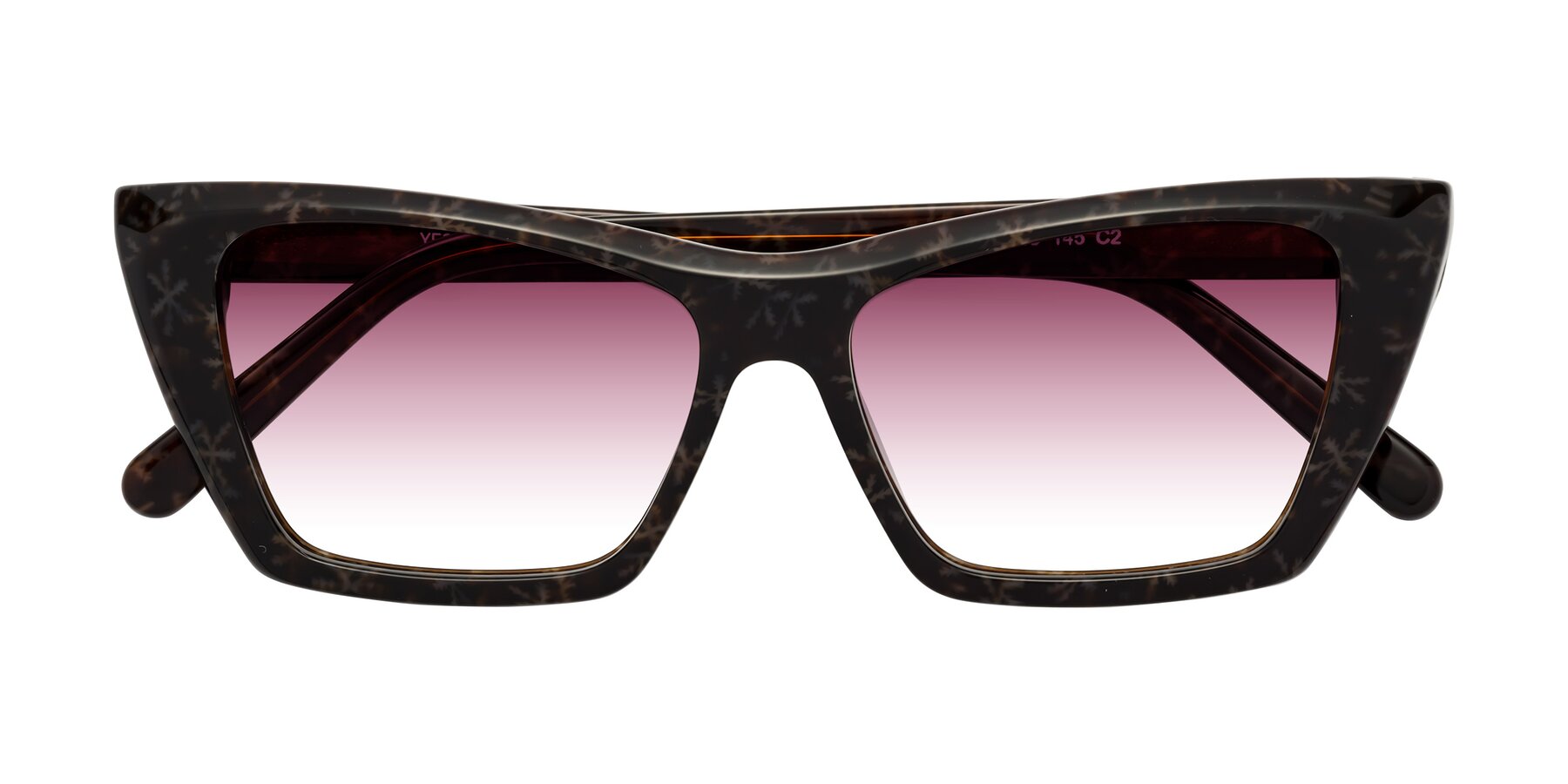 Folded Front of Khoi in Brown Snowflake with Wine Gradient Lenses