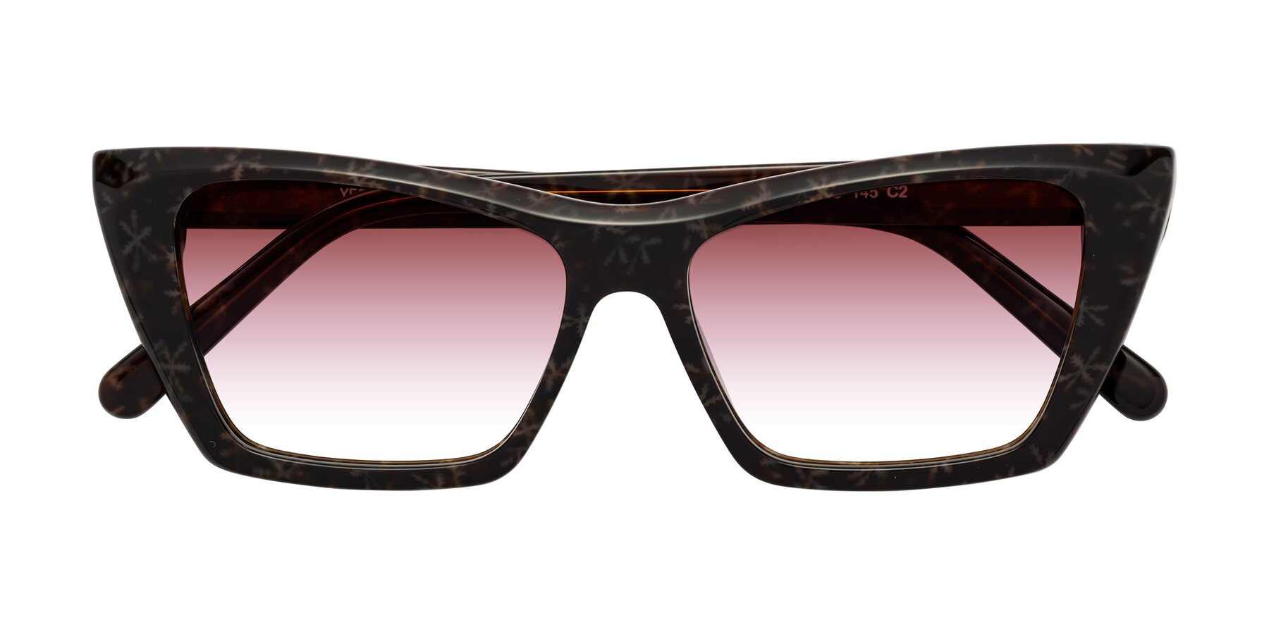 Folded Front of Khoi in Brown Snowflake with Garnet Gradient Lenses