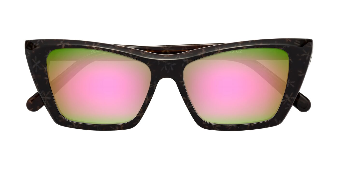 Khoi - Brown Snowflake Flash Mirrored Sunglasses