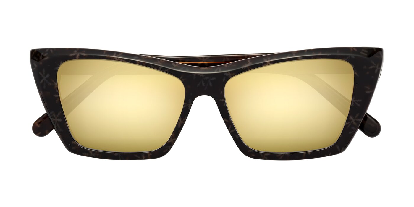 Khoi - Brown Snowflake Flash Mirrored Sunglasses