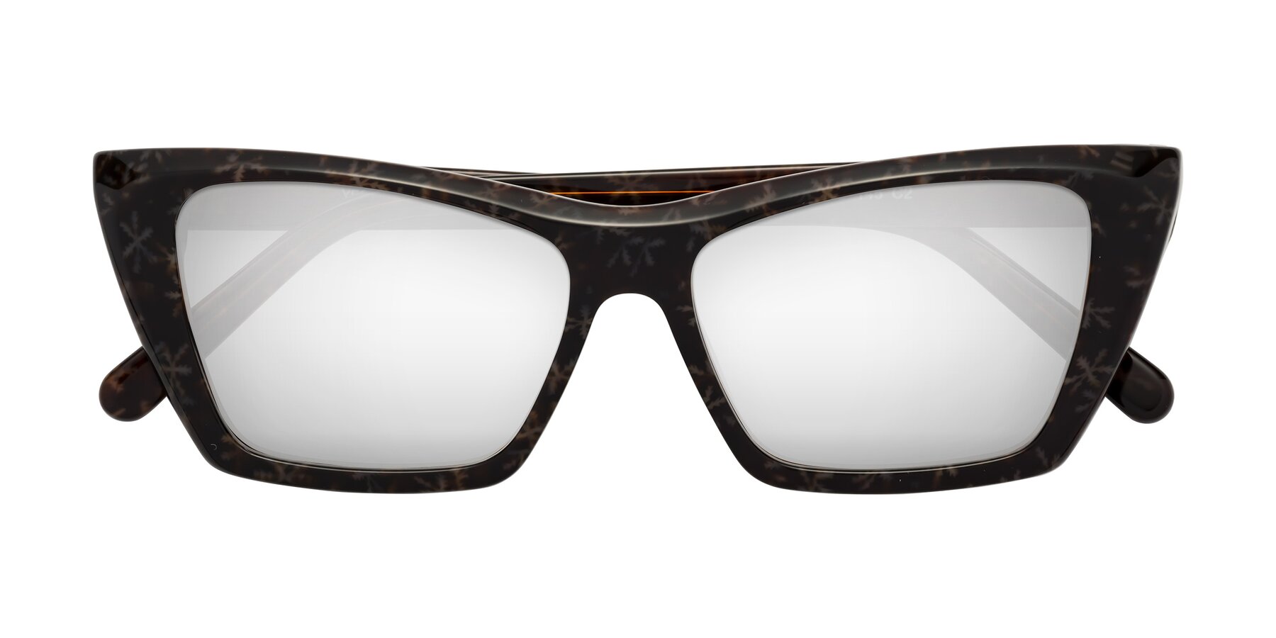 Folded Front of Khoi in Brown Snowflake with Silver Mirrored Lenses