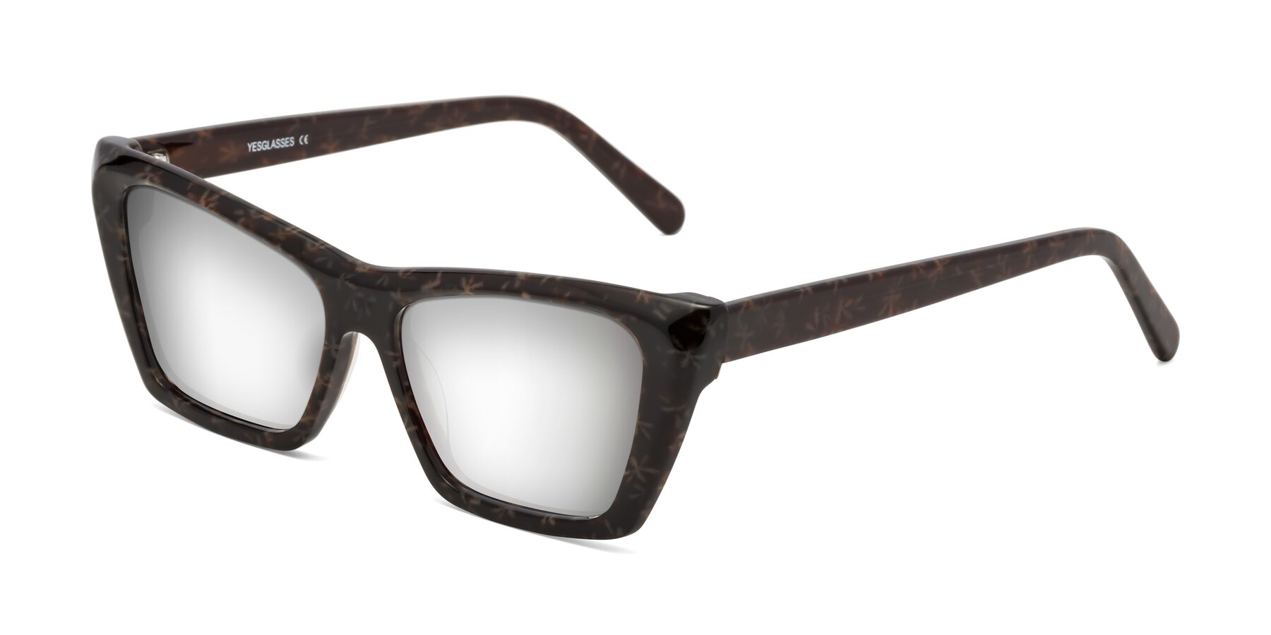 Angle of Khoi in Brown Snowflake with Silver Mirrored Lenses