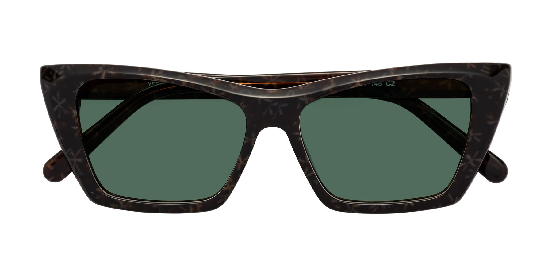 Folded Front of Khoi in Brown Snowflake with Green Polarized Lenses