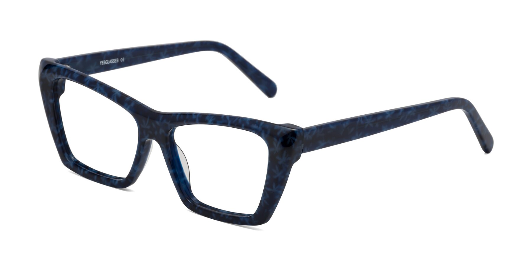 Angle of Khoi in Blue Snowflake with Clear Eyeglass Lenses