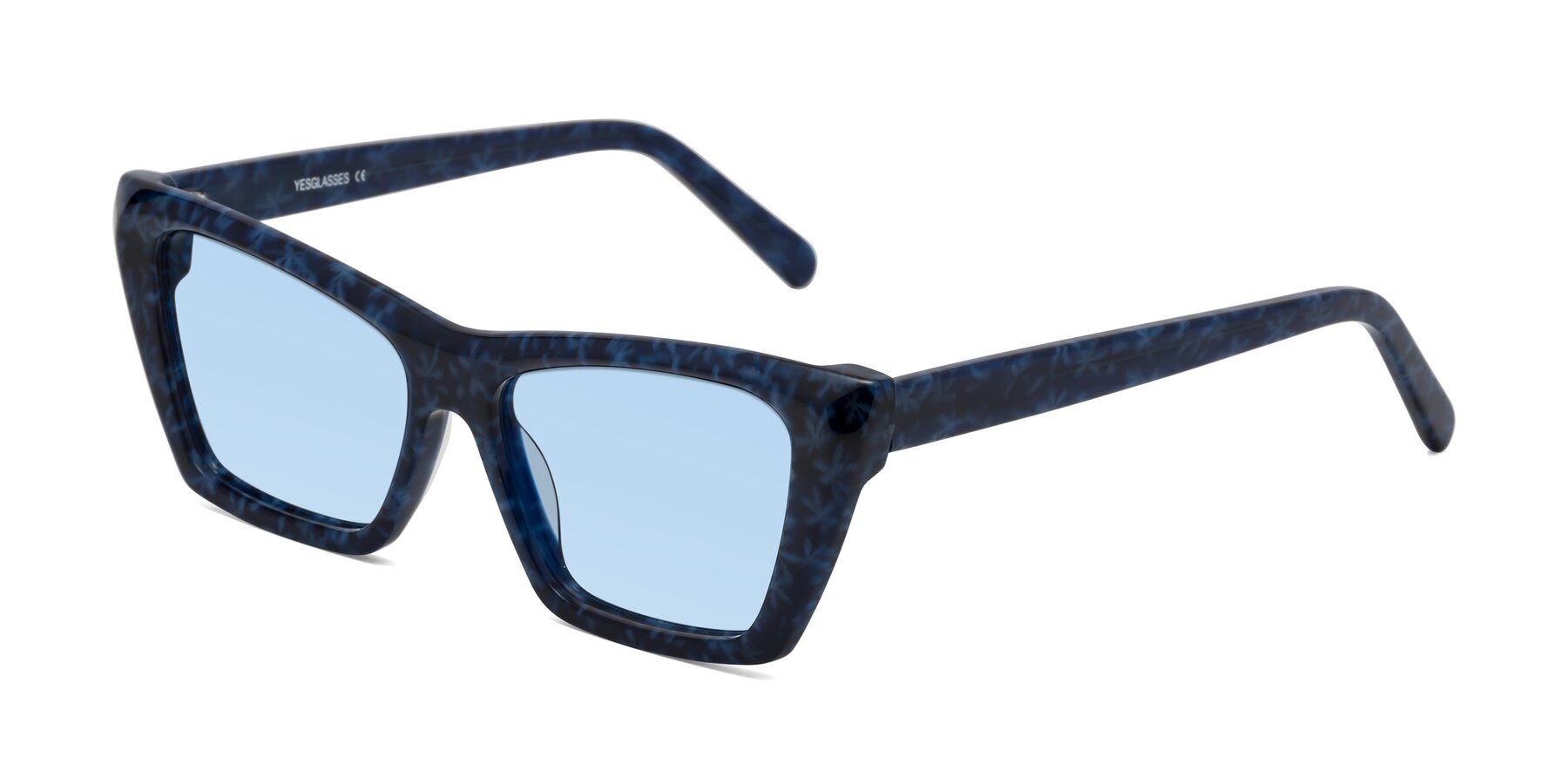 Angle of Khoi in Blue Snowflake with Light Blue Tinted Lenses