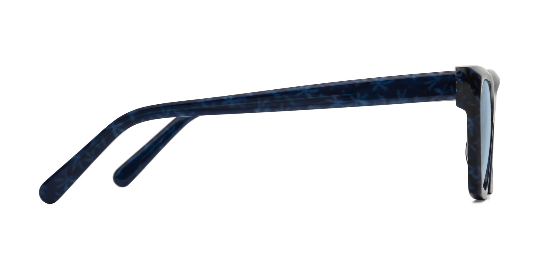 Side of Khoi in Blue Snowflake with Light Blue Tinted Lenses