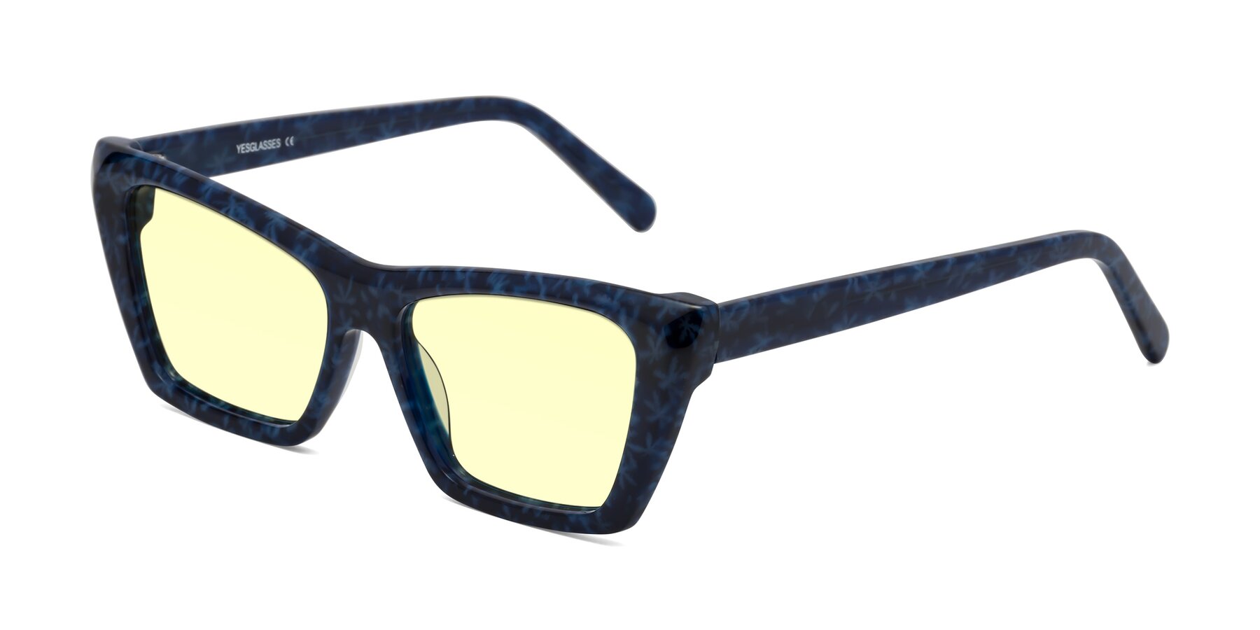 Angle of Khoi in Blue Snowflake with Light Yellow Tinted Lenses