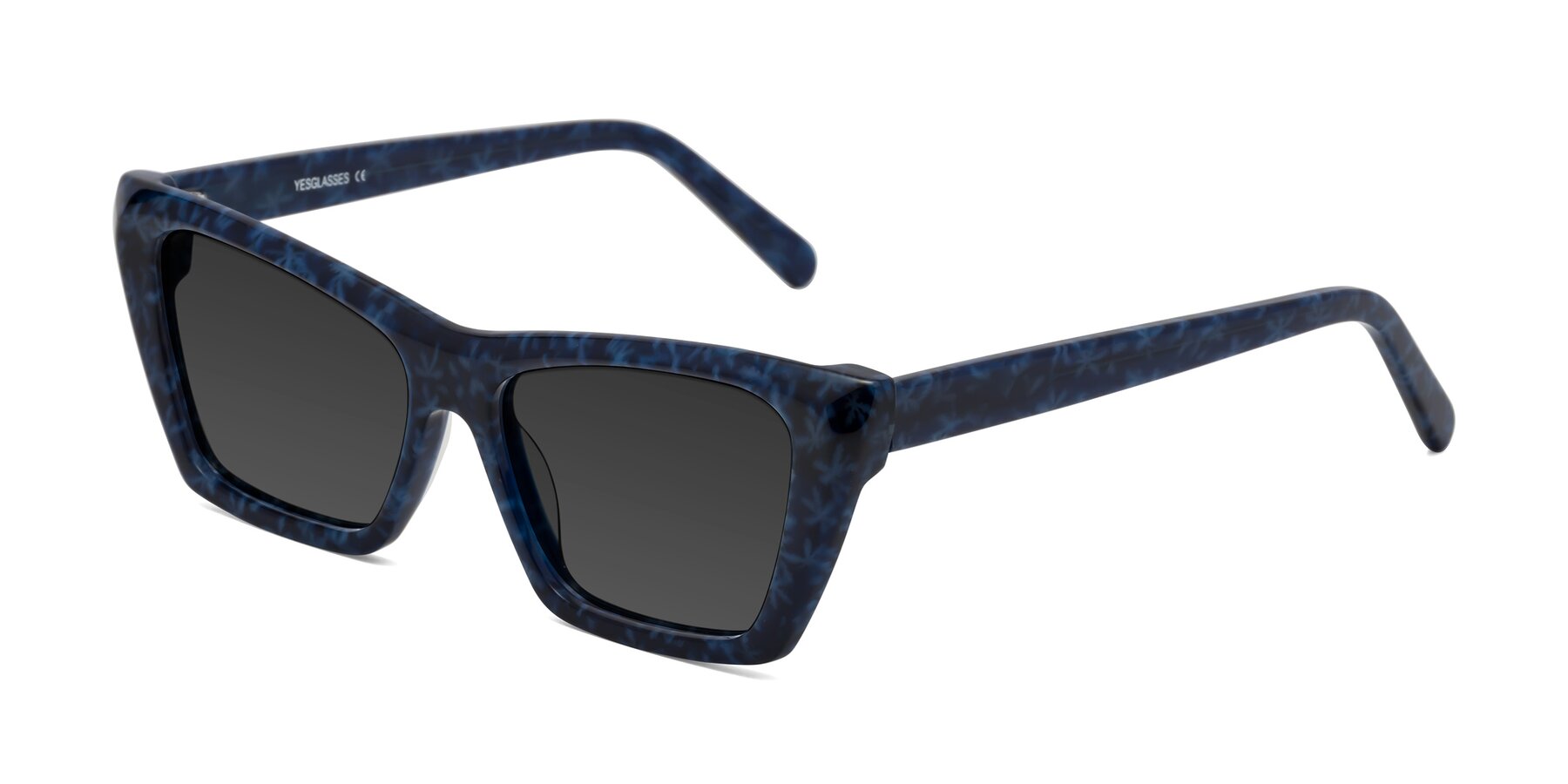 Angle of Khoi in Blue Snowflake with Gray Tinted Lenses