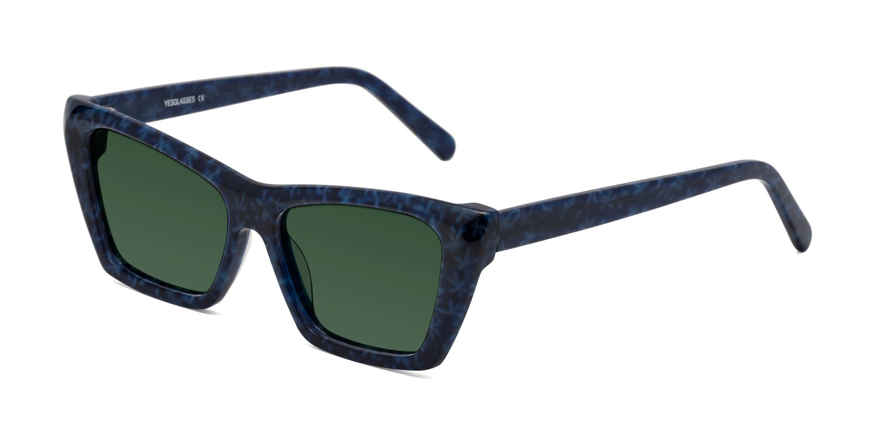 Angle of Khoi in Blue Snowflake with Green Tinted Lenses