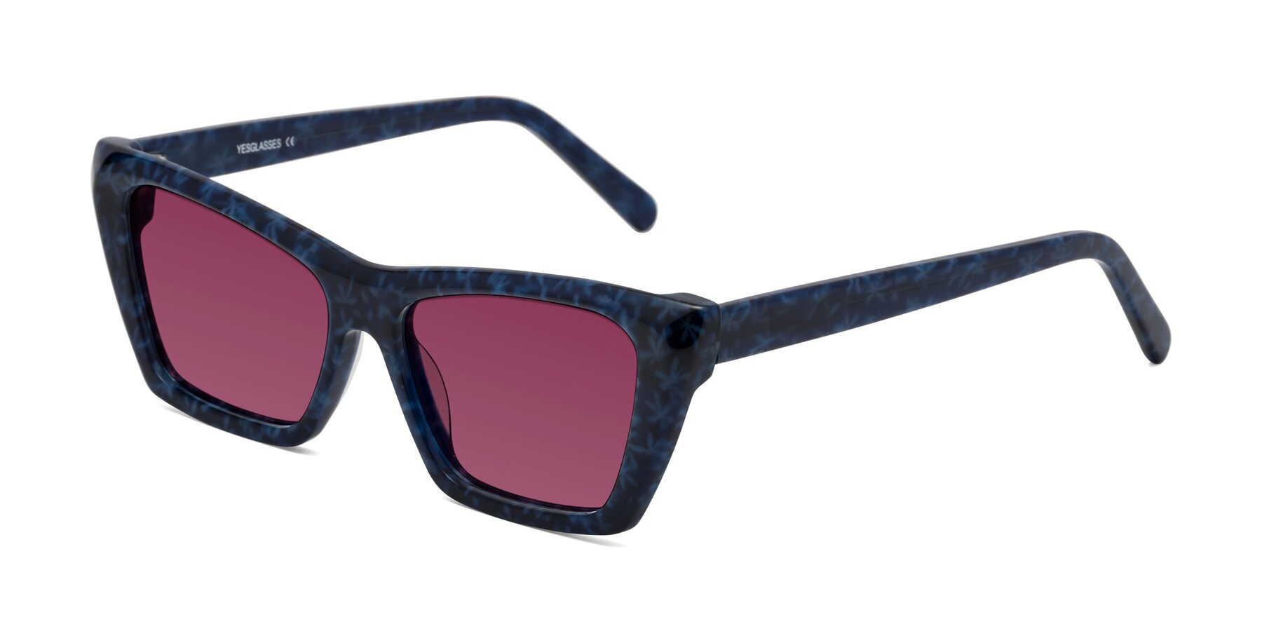 Angle of Khoi in Blue Snowflake with Wine Tinted Lenses