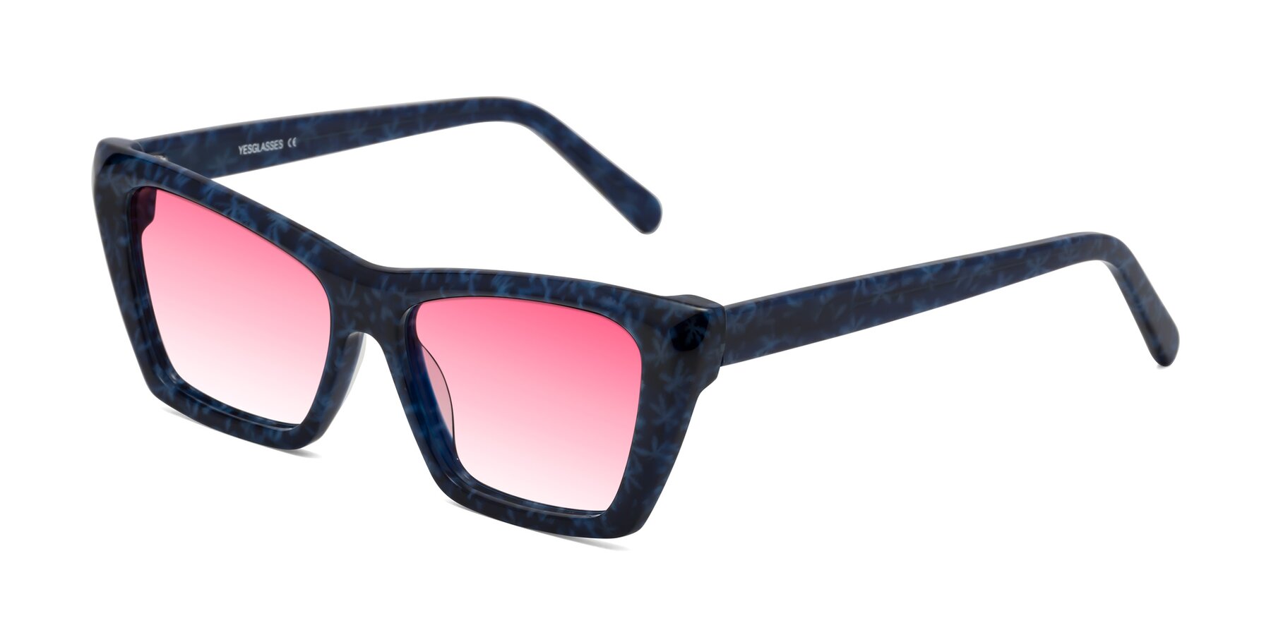 Angle of Khoi in Blue Snowflake with Pink Gradient Lenses