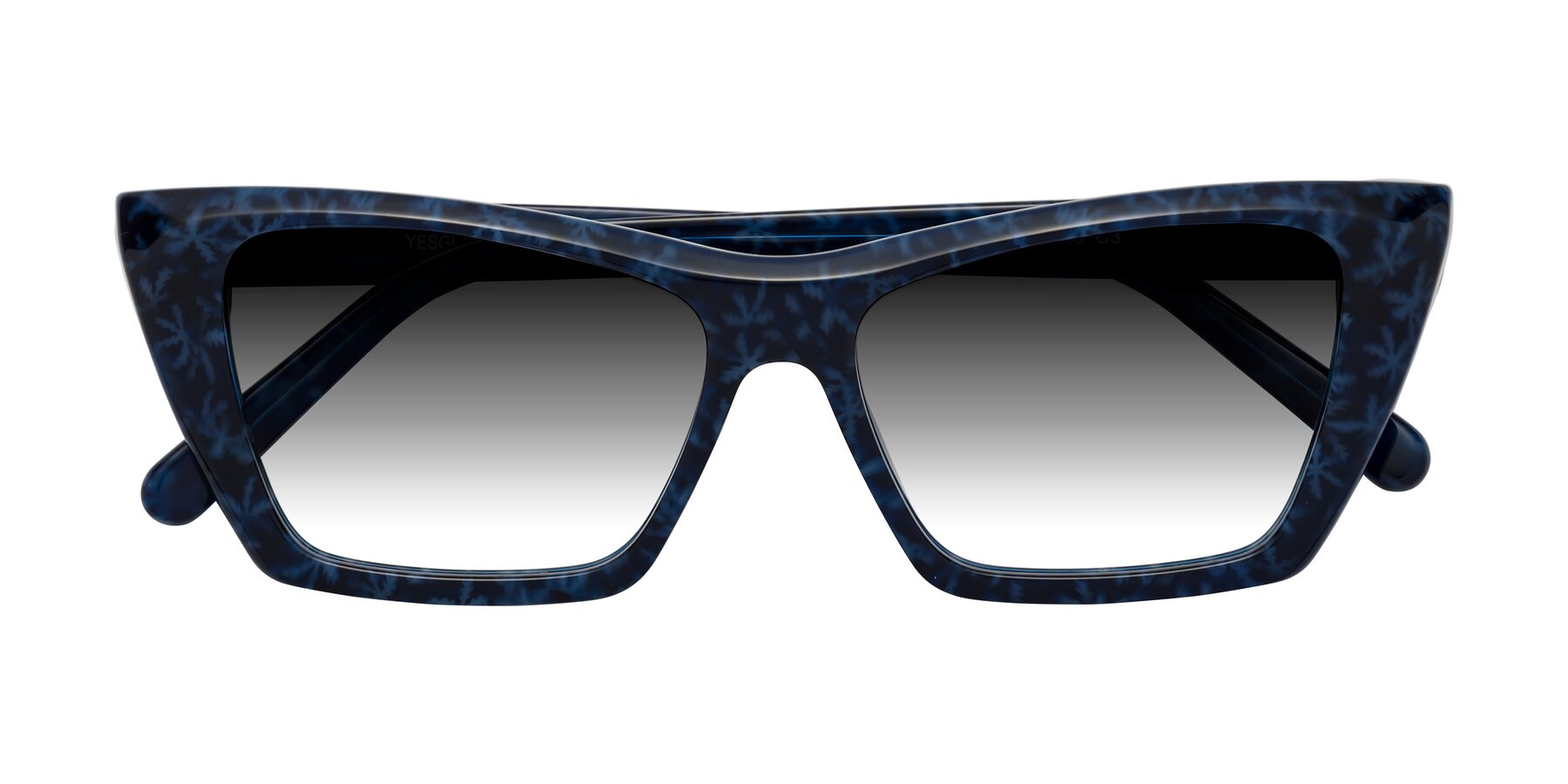Folded Front of Khoi in Blue Snowflake with Gray Gradient Lenses