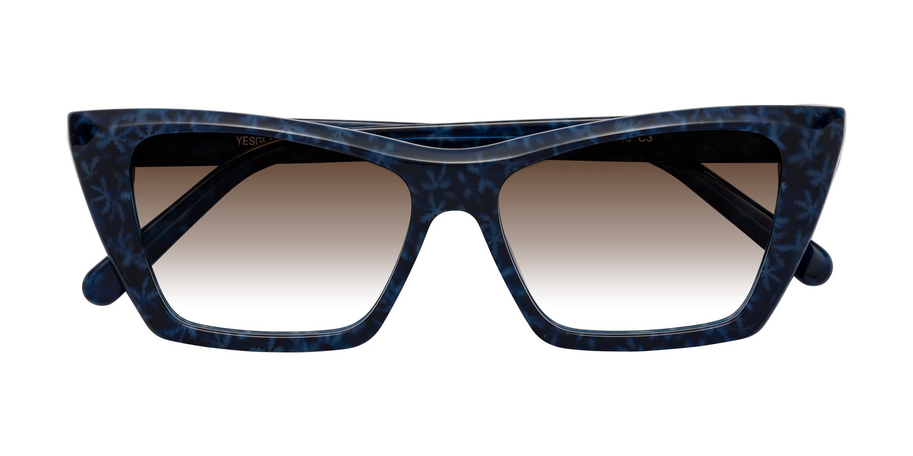 Folded Front of Khoi in Blue Snowflake with Brown Gradient Lenses