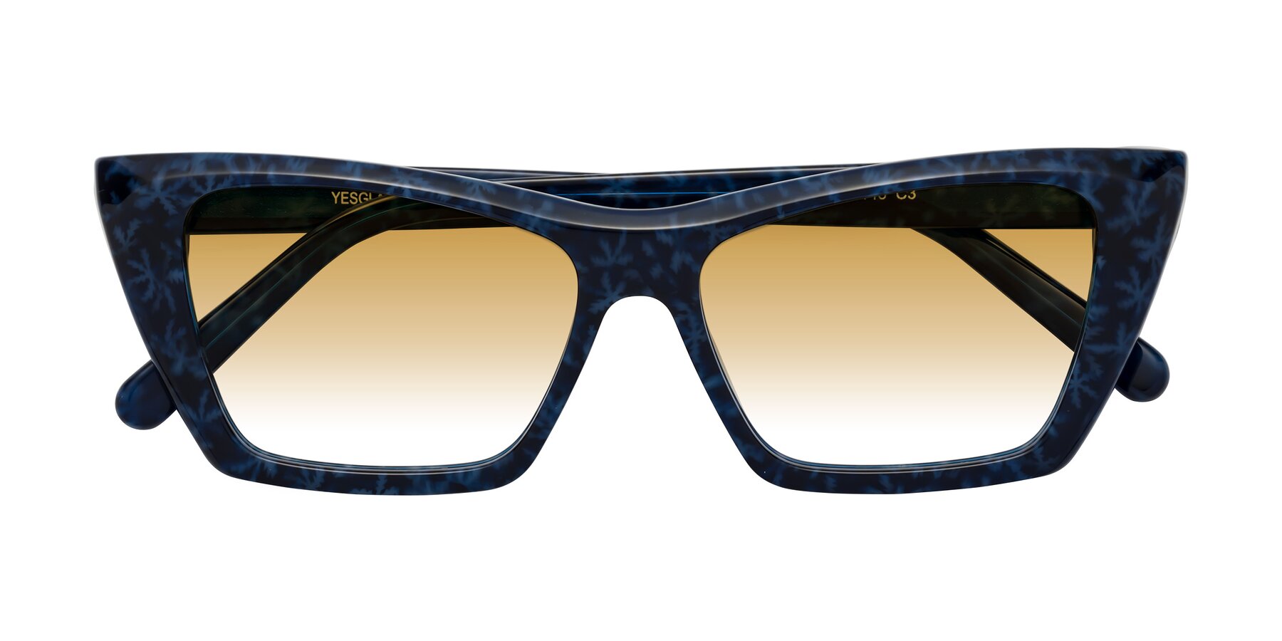 Folded Front of Khoi in Blue Snowflake with Champagne Gradient Lenses