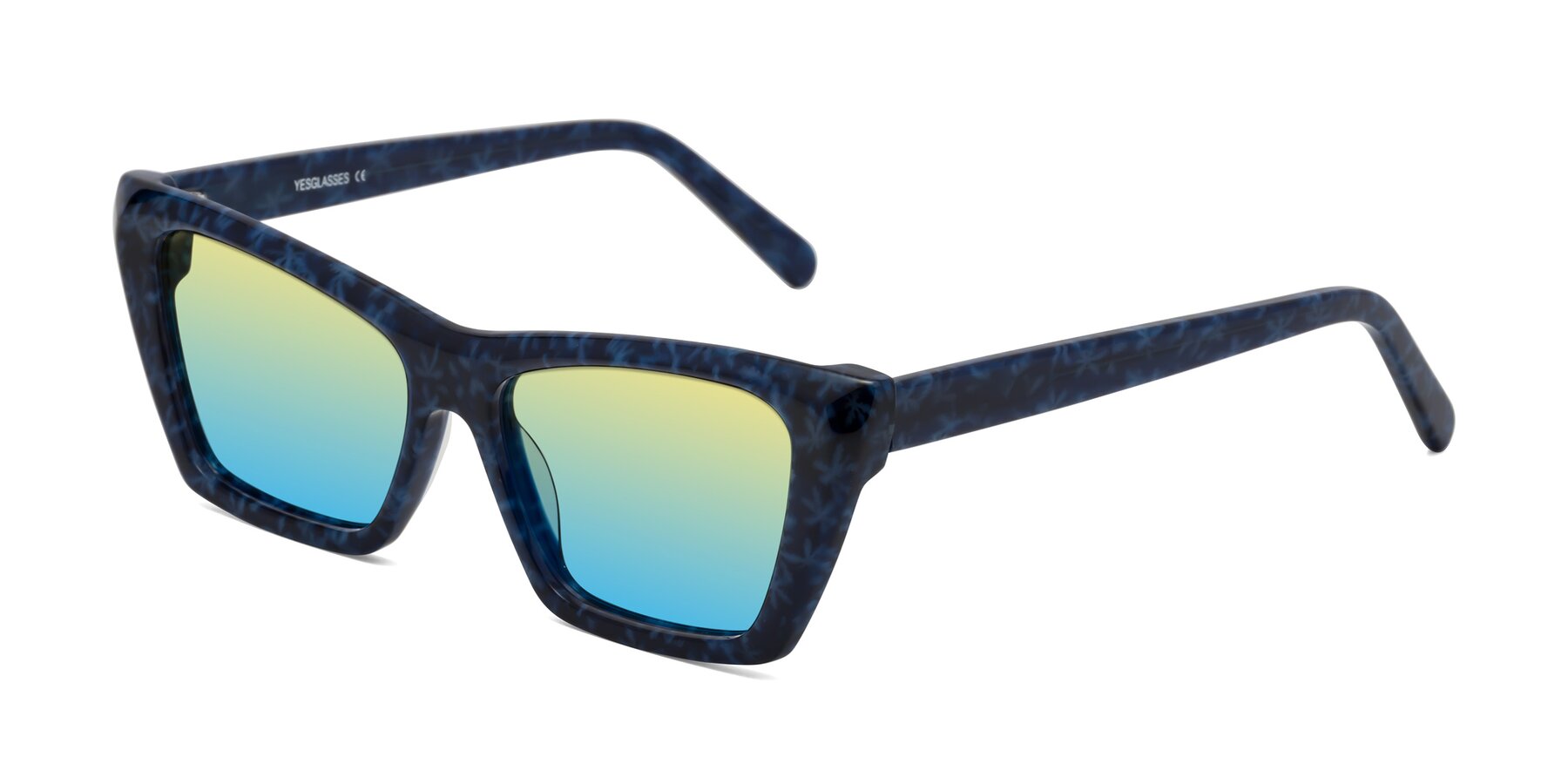 Angle of Khoi in Blue Snowflake with Yellow / Blue Gradient Lenses