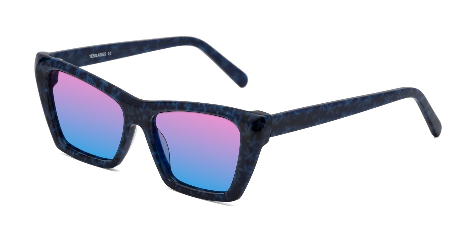 Angle of Khoi in Blue Snowflake with Pink / Blue Gradient Lenses