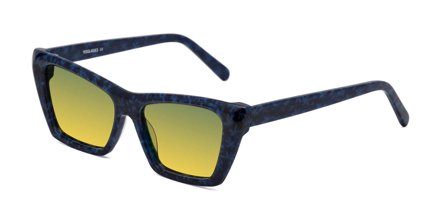 Angle of Khoi in Blue Snowflake with Green / Yellow Gradient Lenses
