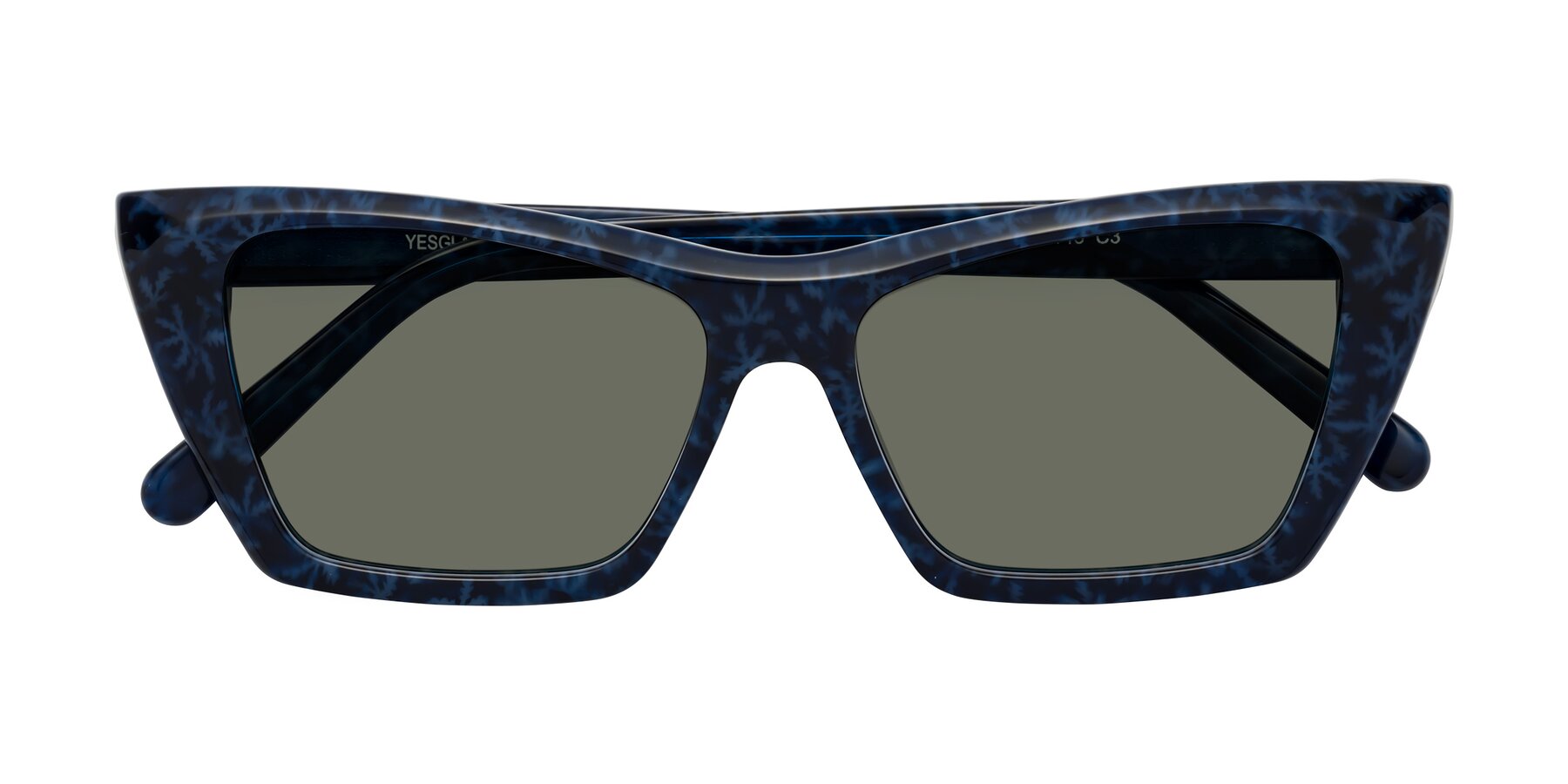 Folded Front of Khoi in Blue Snowflake with Gray Polarized Lenses