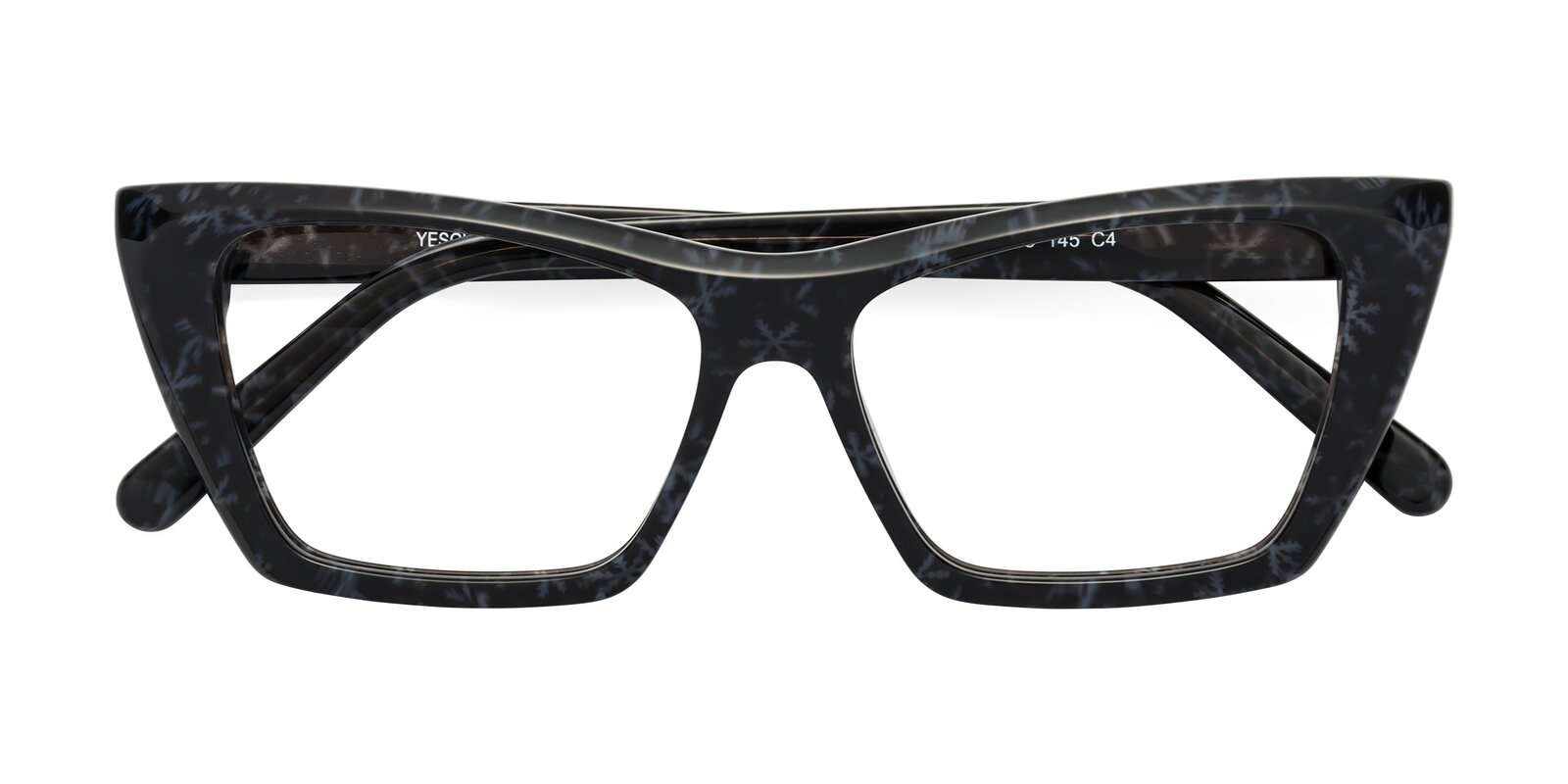 Dark gray snowflake retro vintage acetate cat eye eyeglasses khoi