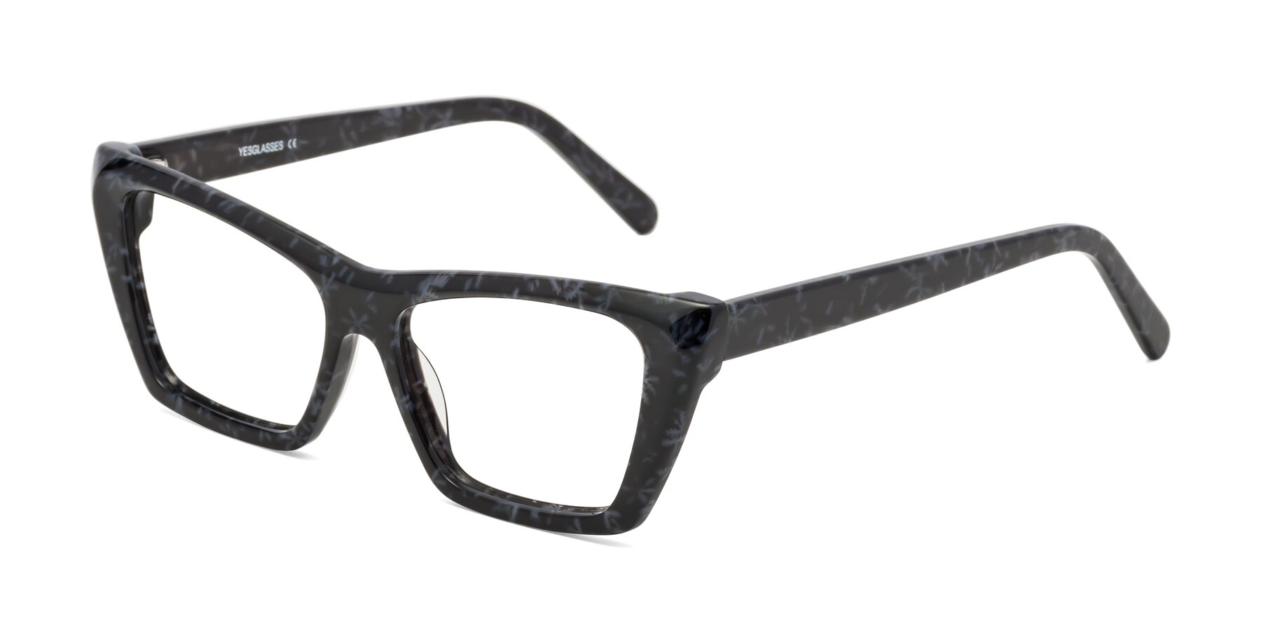 Angle of Khoi in Dark Gray Snowflake with Clear Eyeglass Lenses