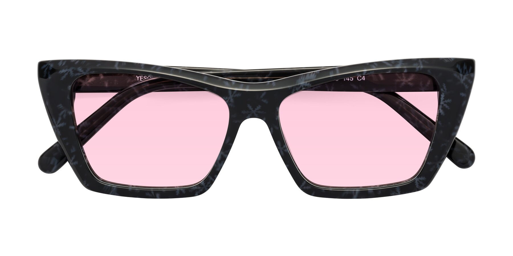 Folded Front of Khoi in Dark Gray Snowflake with Light Pink Tinted Lenses