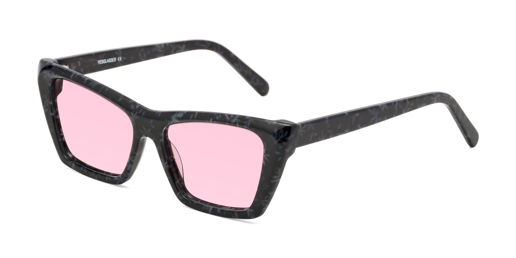 Angle of Khoi in Dark Gray Snowflake with Light Pink Tinted Lenses