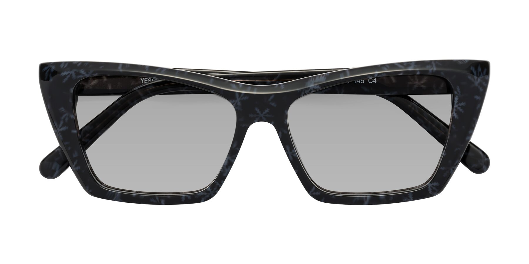 Folded Front of Khoi in Dark Gray Snowflake with Light Gray Tinted Lenses