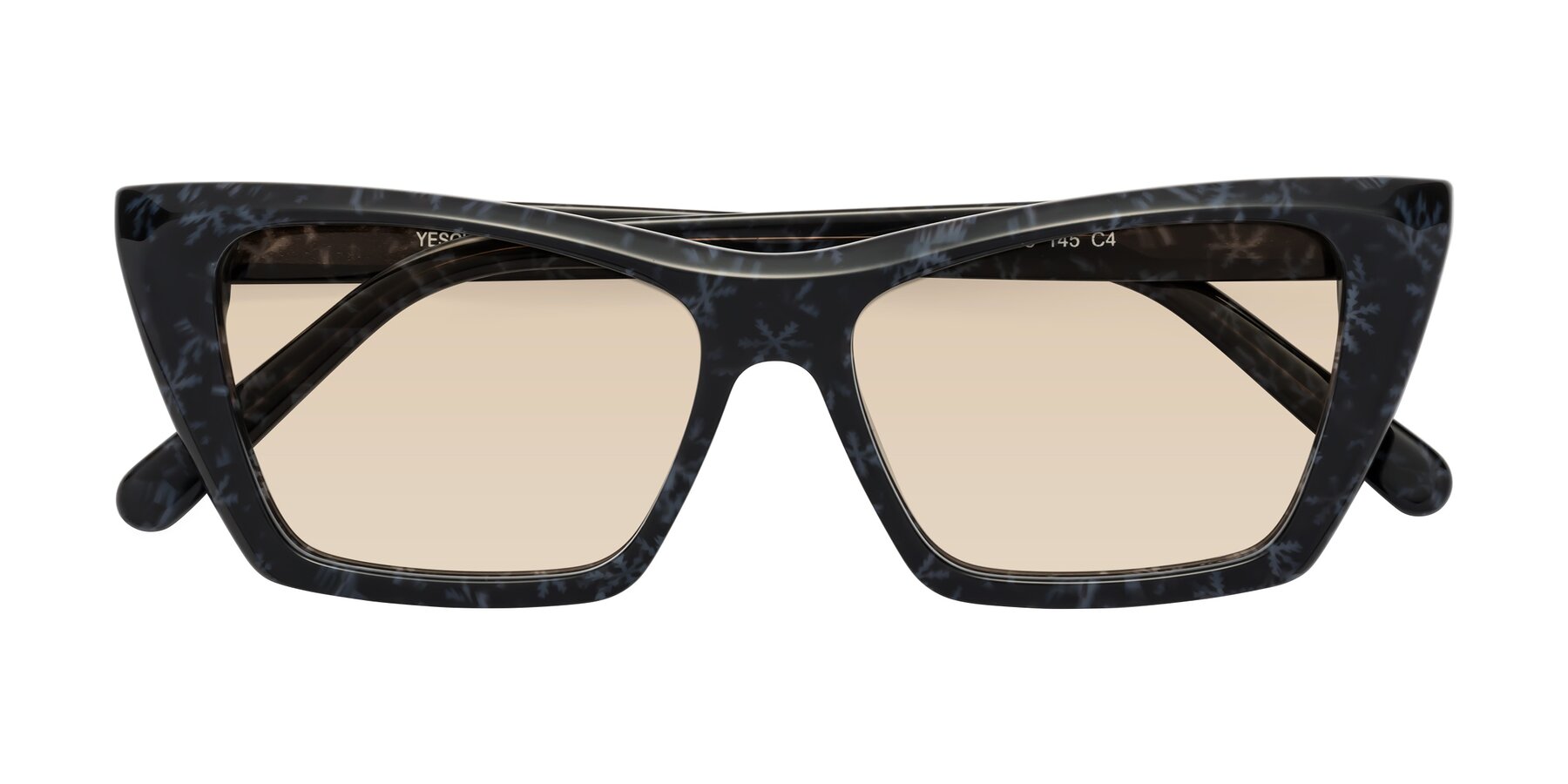 Folded Front of Khoi in Dark Gray Snowflake with Light Brown Tinted Lenses